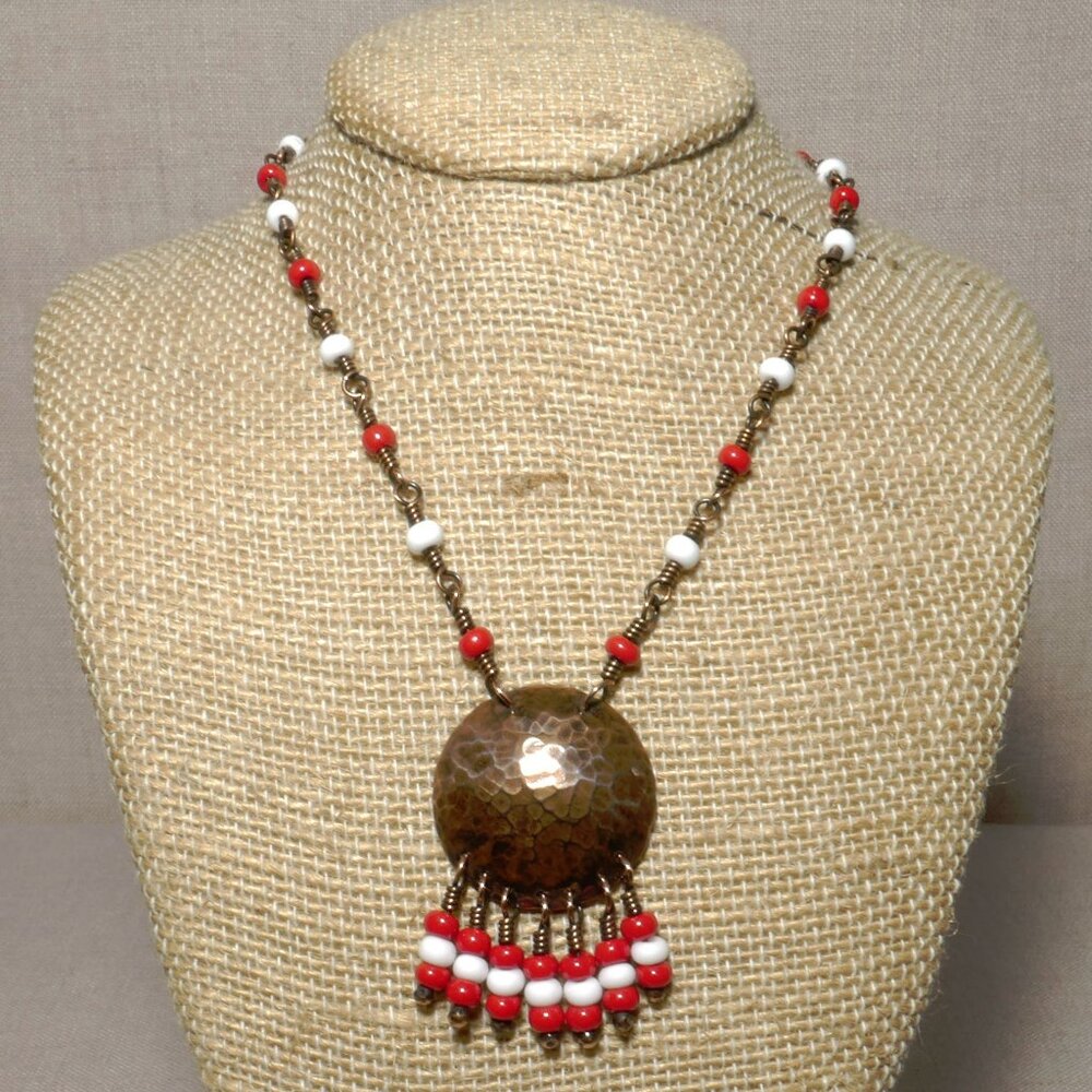 Handmade Hand Crafted Bohemian Fringed Beaded Necklace - Picture 1 of 1